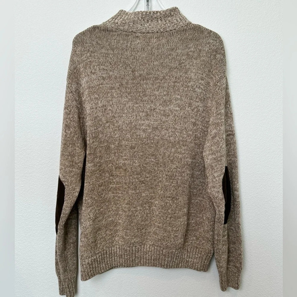 Chaps 100% Cotton Tan Sweater with elbow patches Size XXL - Picture 10 of 12